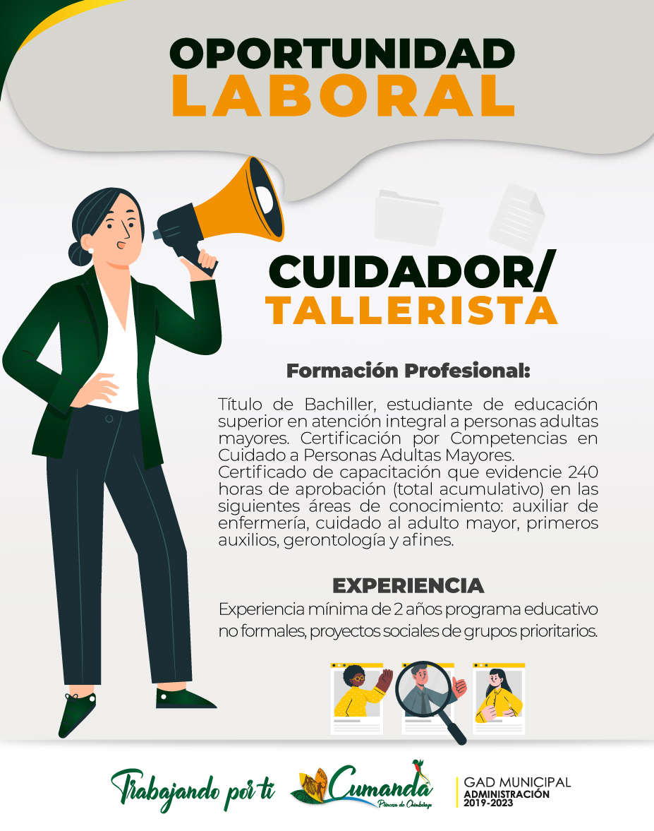 En este momento estás viendo OPORTUNIDAD LABORAL MIES/ GAD CUMANDÁ